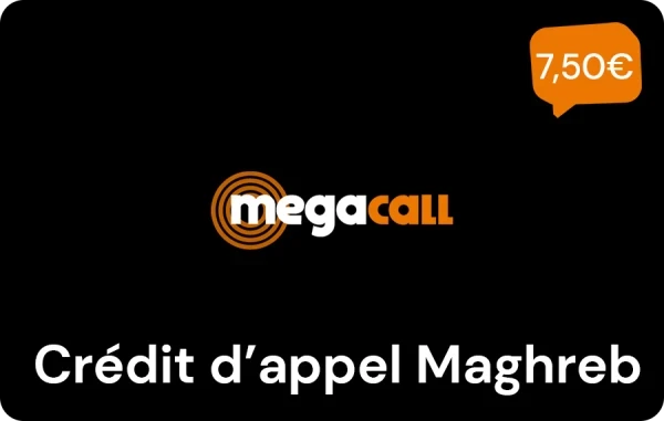 Megacall Maghreb crédit d'appel 7,50 €