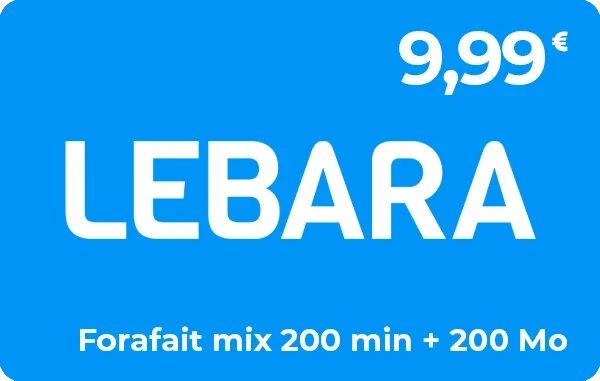 Lebara Mobile Forfait mix 200 min + 200 Mo