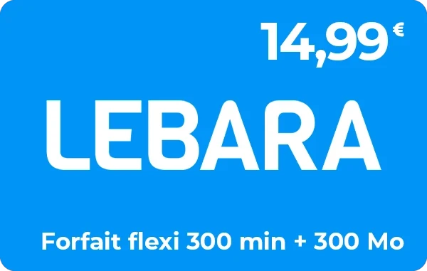 Lebara Mobile Forfait flexi 300 min + 300 Mo