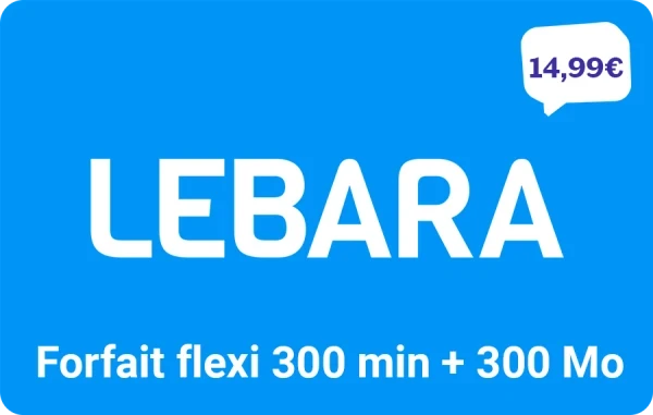 Lebara Mobile Forfait flexi 300 min + 300 Mo