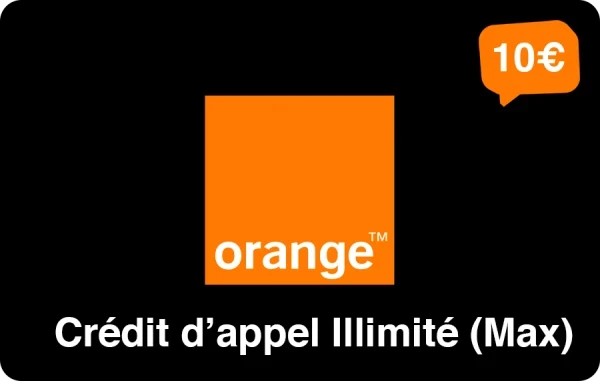 Orange crédit d'appel e-recharge 10 € illimité (Max)