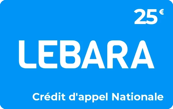 Lebara Nationale crédit d'appel 25 € + 25 € offerts