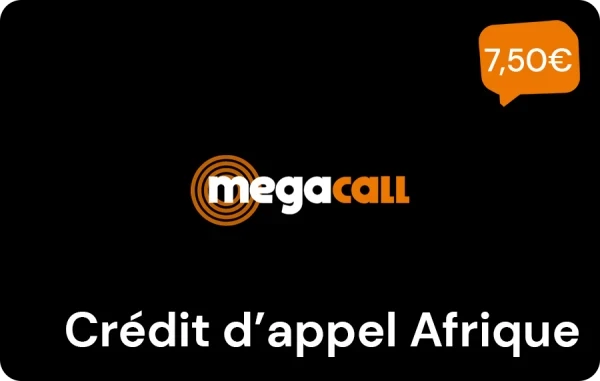 Megacall Afrique crédit d'appel 7,50 €
