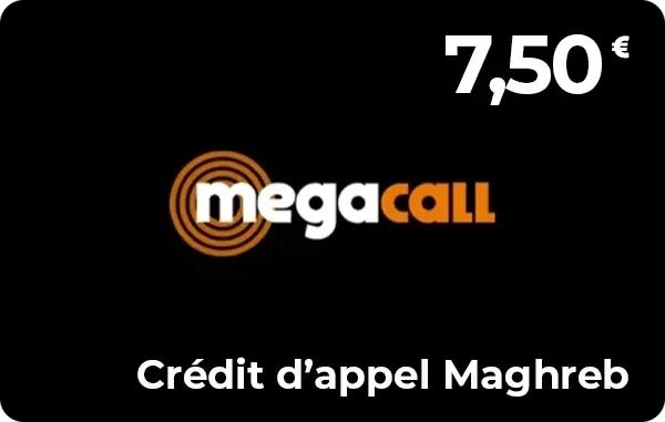 Megacall Maghreb crédit d'appel 7,50 €