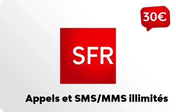 SFR La Carte Appels et SMS/MMS illimités 30 €